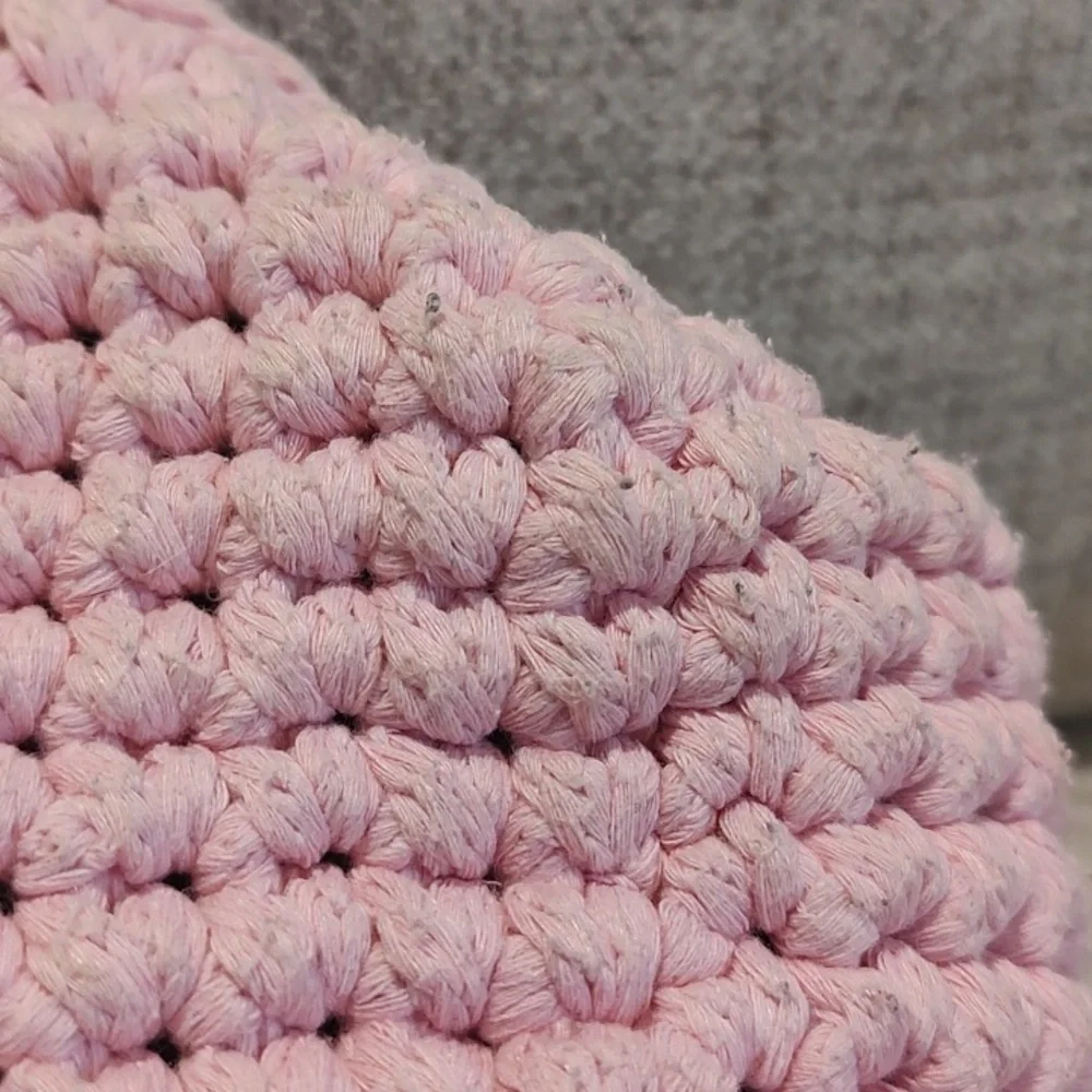 Martin Levin Handmade Crochet Woven Pink Bag w/Gold Hardware